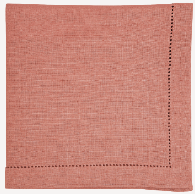 Hemstitch Edge Napkin in Dusky Pink