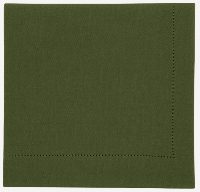 Hemstitch Edge Napkin in Olive Green